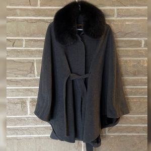 Marvin Richards Wool, Cashmere, Fox Fur Cape M/L